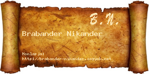 Brabander Nikander névjegykártya